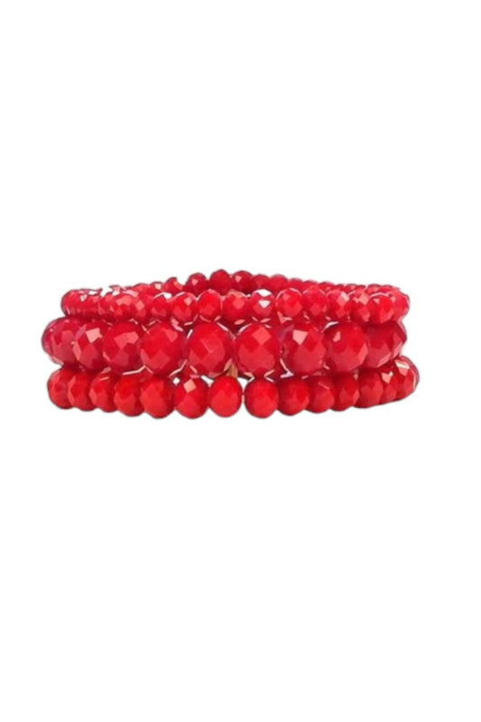 Women's Three-pieces Crystal Bead Stretch Bracelet Set – 8mm