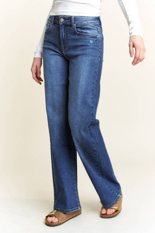 High-Rise-Jeans mit weitem Bein
