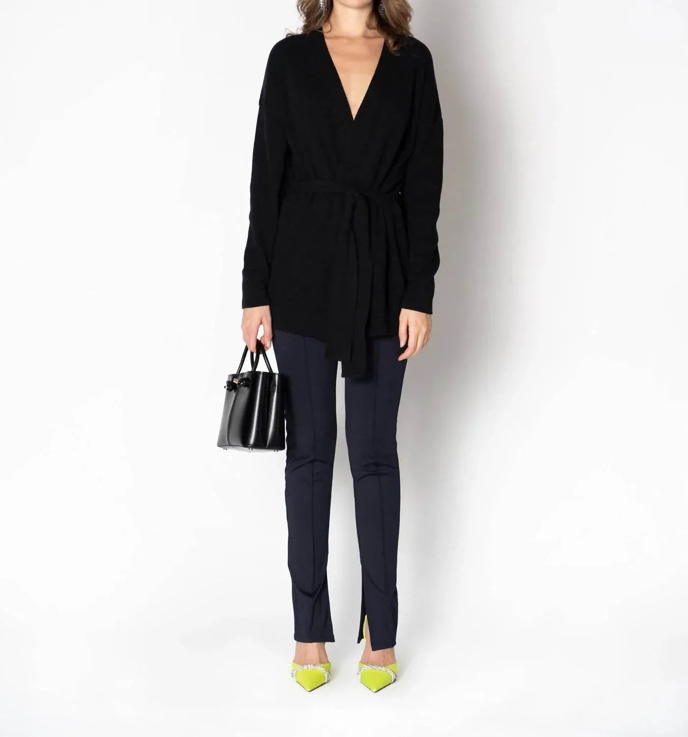 Waist Tie Slender Knit Relaxed Cardi