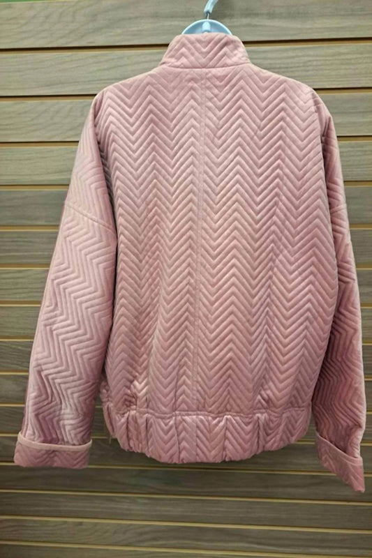 Women's Jacket With Zip Zigzag Elastic Bottom