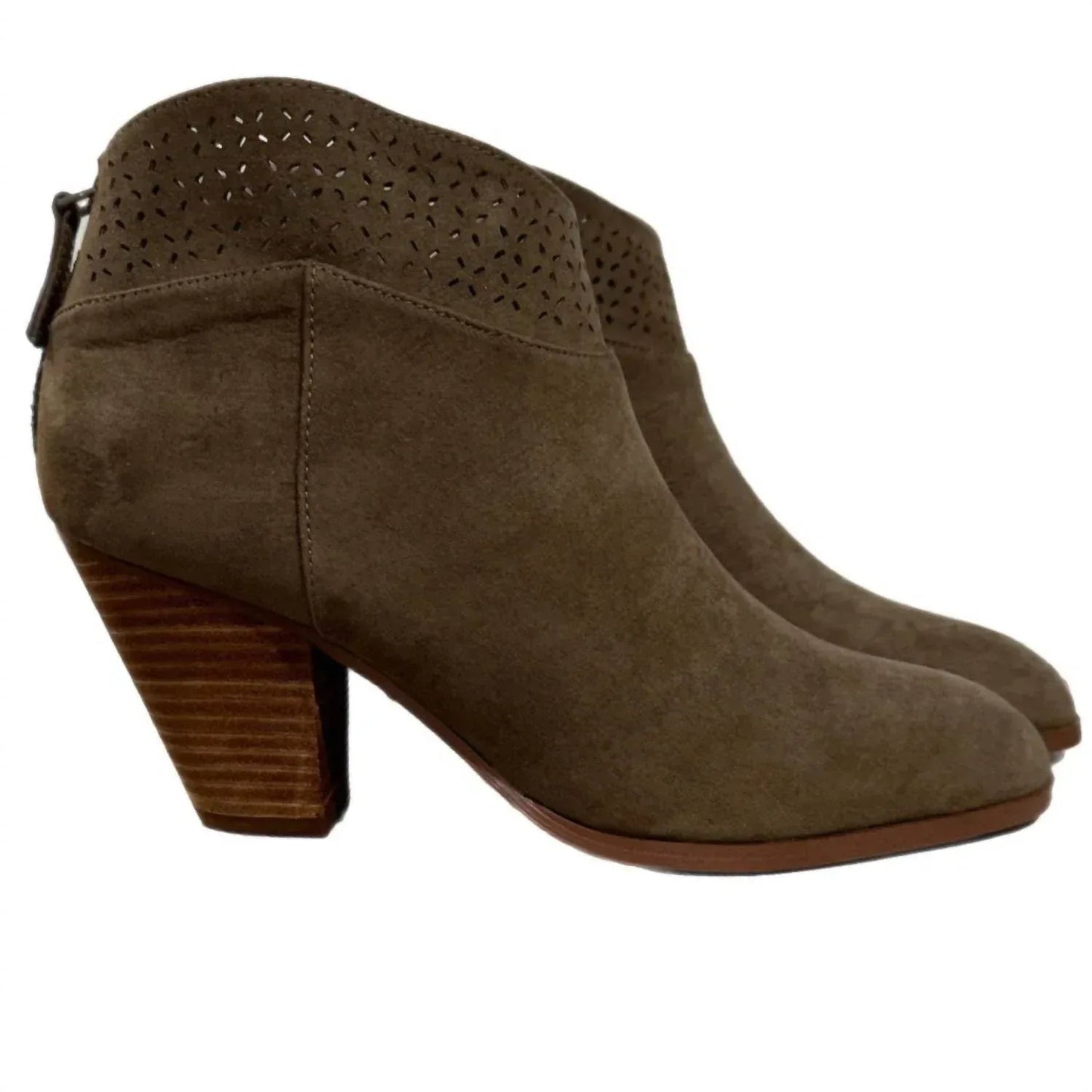 Damen-Stiefelette mit lasergeschnittenem Schaft im Boho-Chic-Stil und Absatz