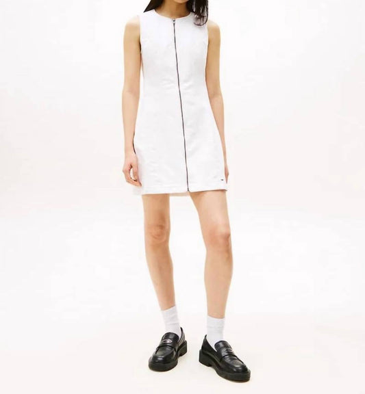 Zip-front Sleeveless Denim Dress