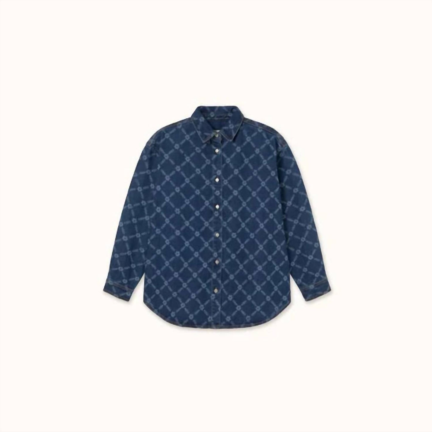 Damen-Blumen-Gitter-Jeanshemd