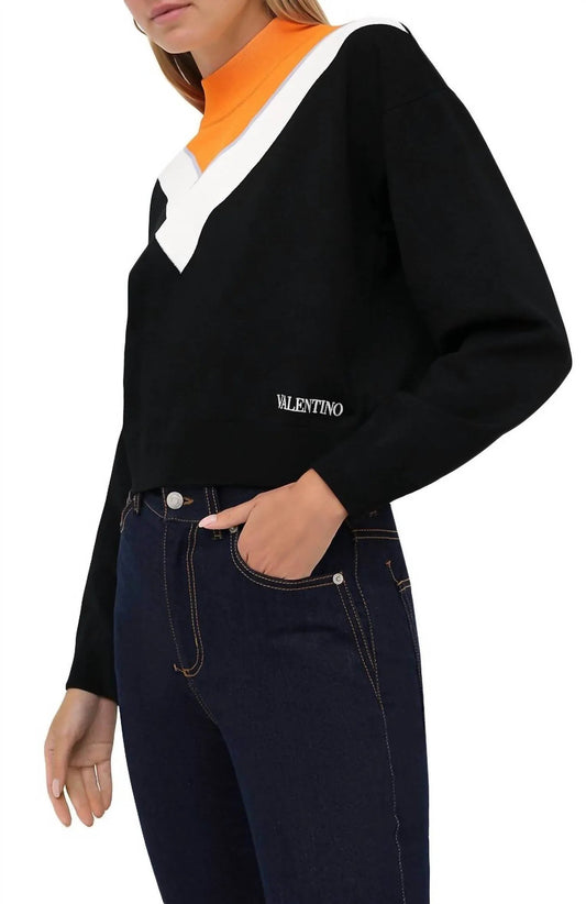Colorblock Viscose Pullover Sweater