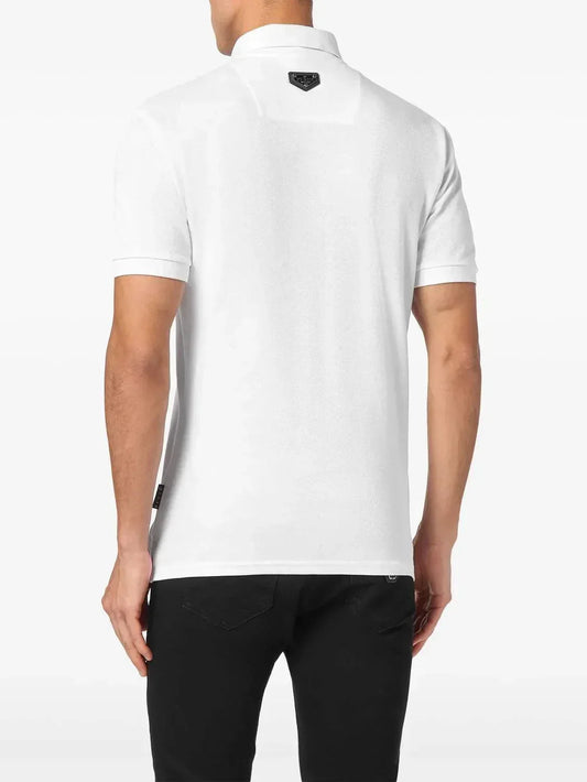 Embroidered Skull Bones Graphic Polo Shirt