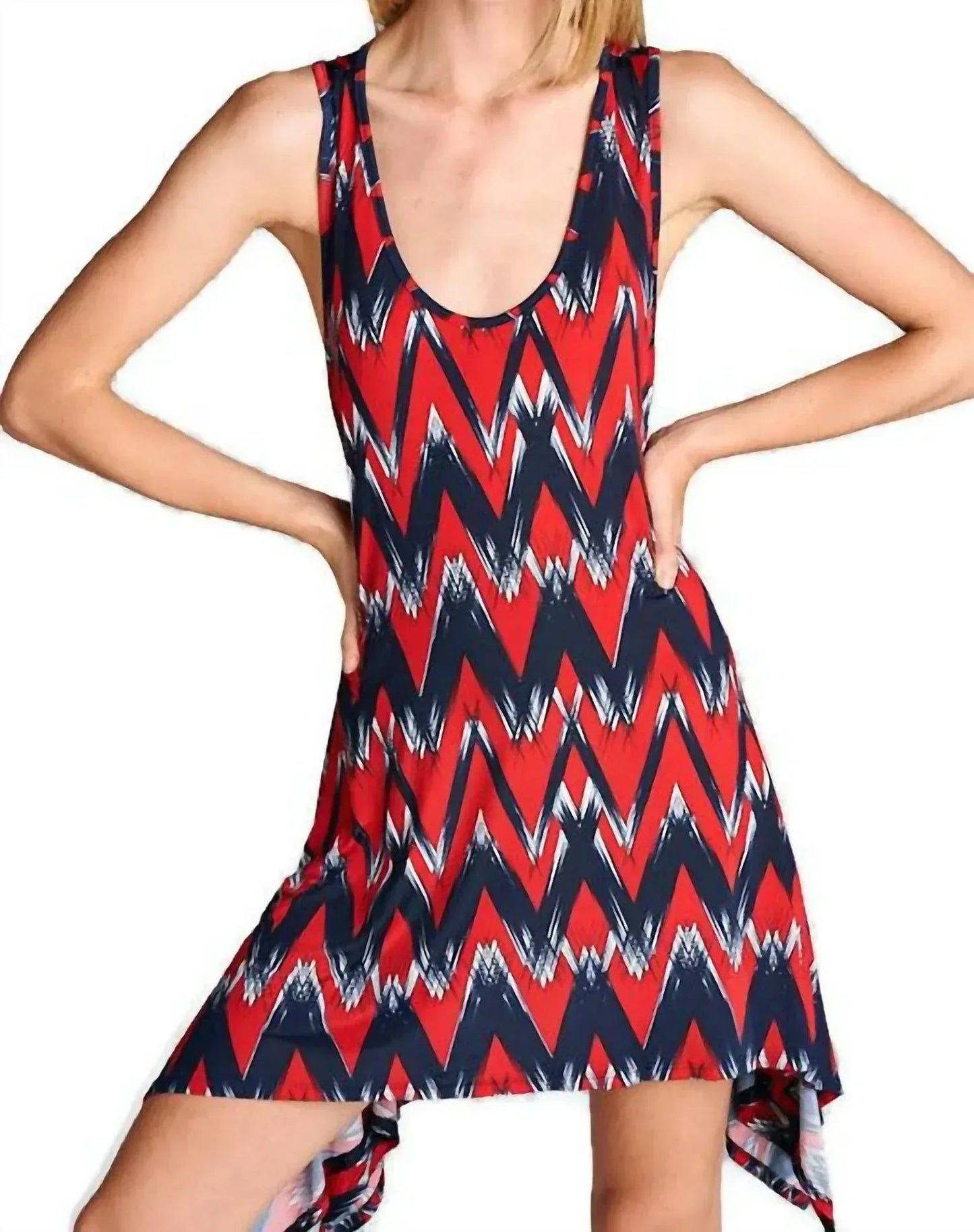 Brush Stroke Chevron Tank Dress