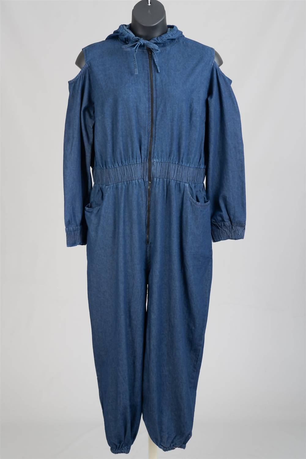 Hooded Denim Jumpsuit