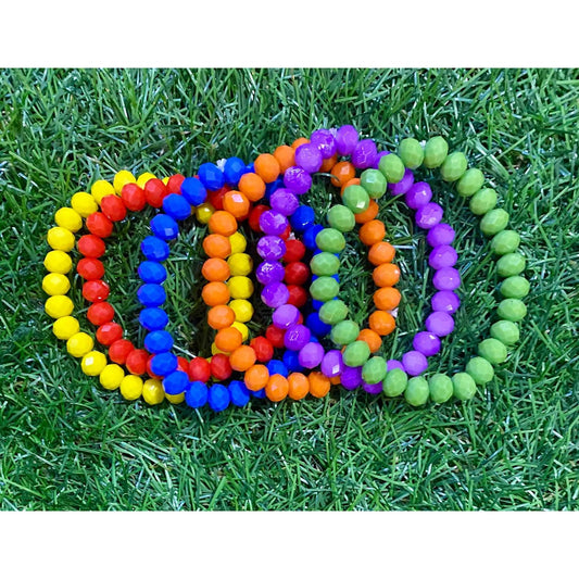 Women's Six Pieces Faceted Bead Stretch Bracelet Set