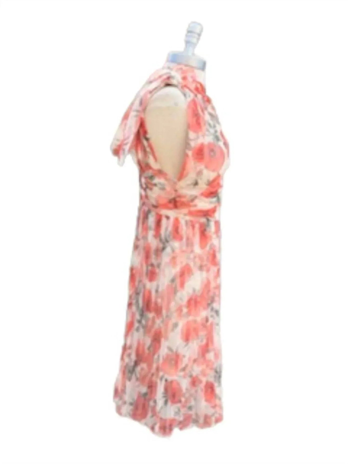 Women's Floral Sleeveless Dress With Bow On Shoulder