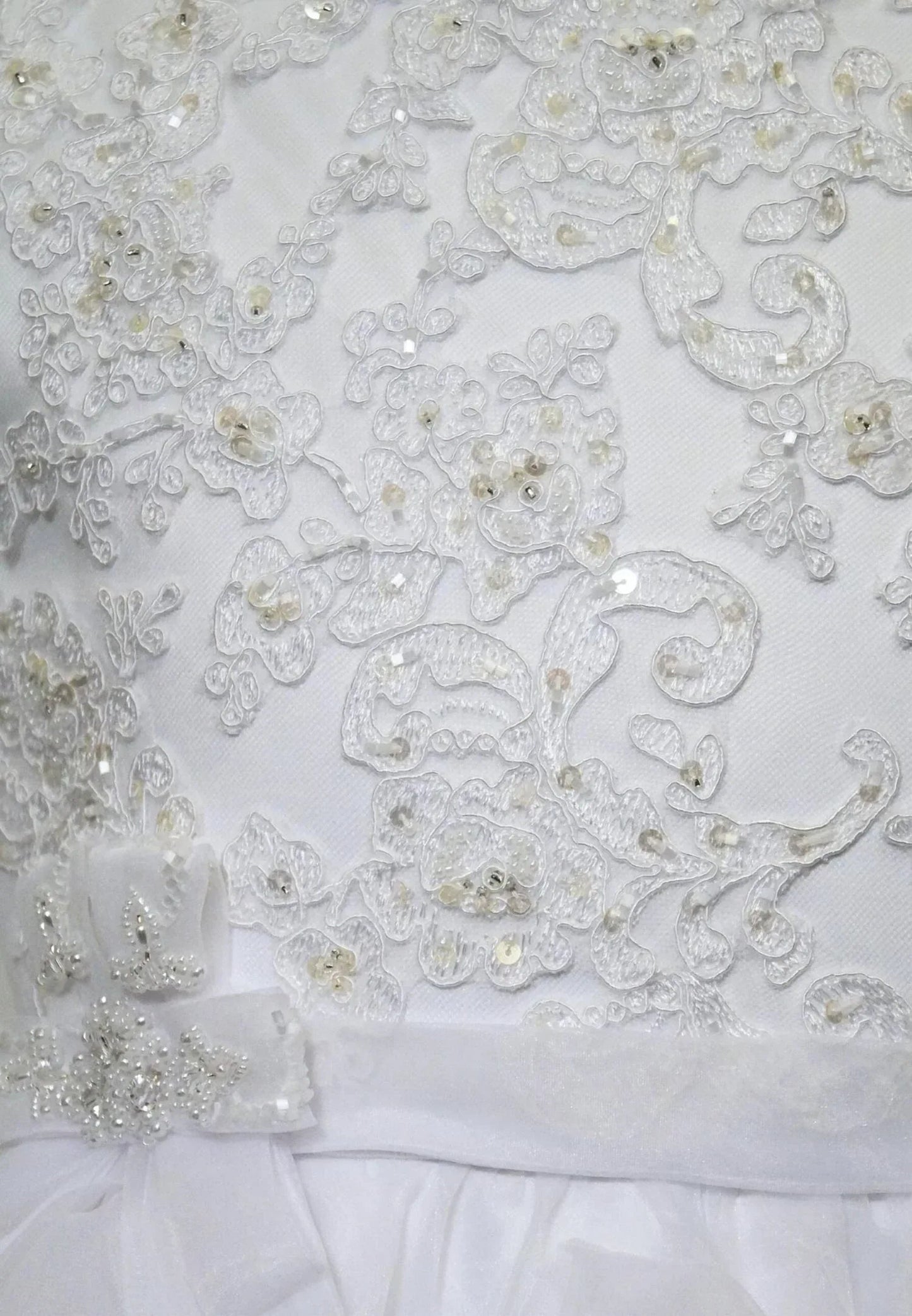 Beaded White Lace Bodice