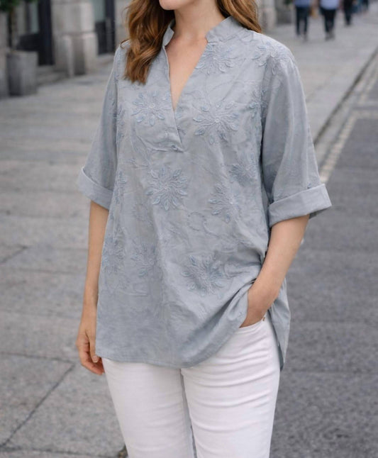 Embroidered cotton top