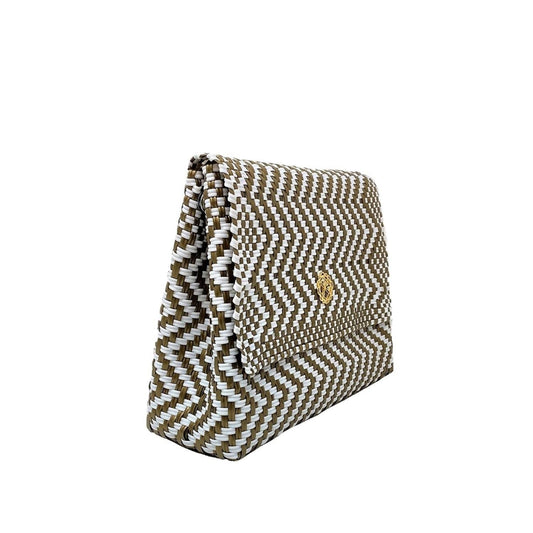 Women's Handmade Chevron Long Metal Chain Crossbody Bag