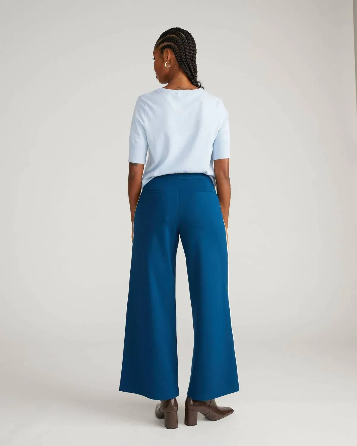 Stephanie Weite Hose mit Streifen aus Ponte-Material