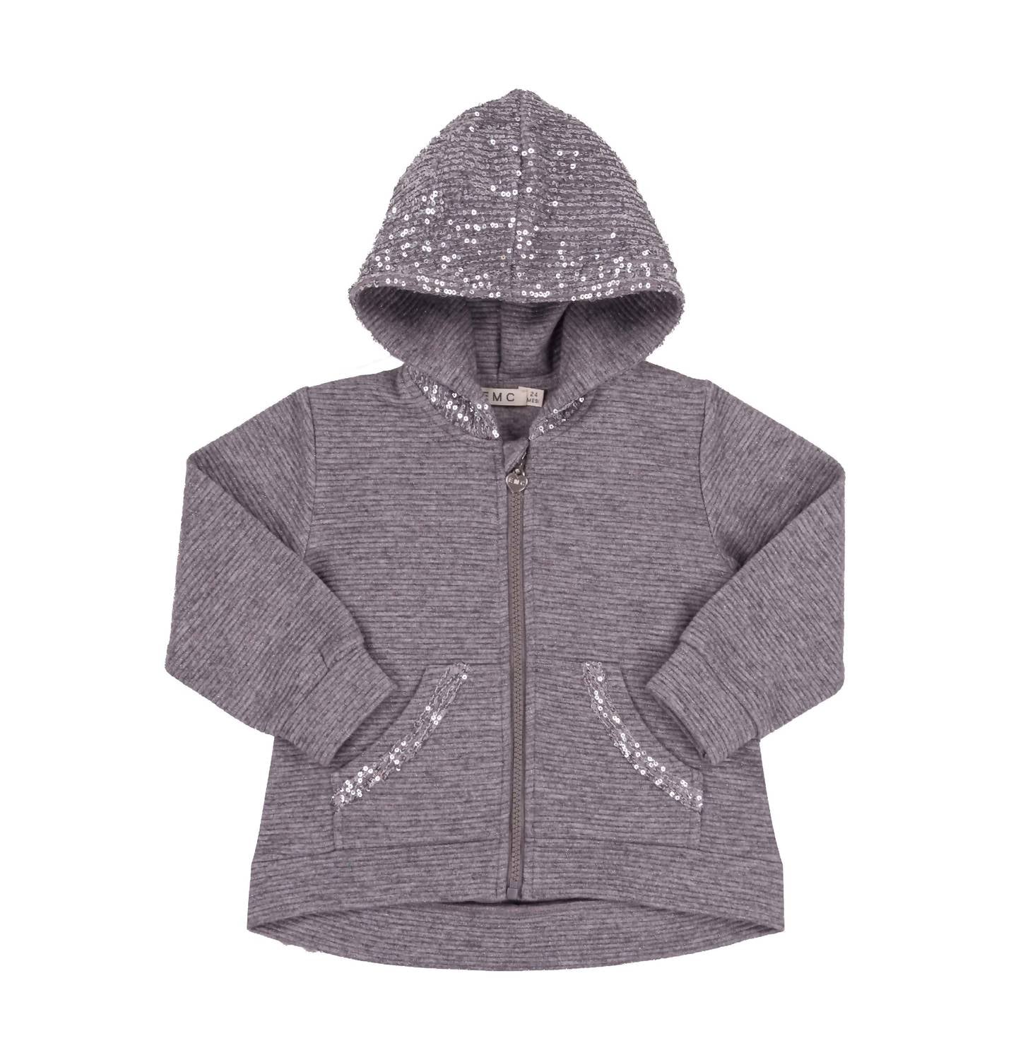 Gerippter Kapuzenpullover mit Pailletten für Mädchen