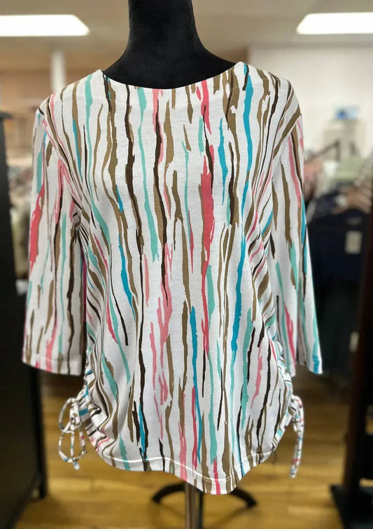 Women's Quarter Sleeve Multi Stripe Top
