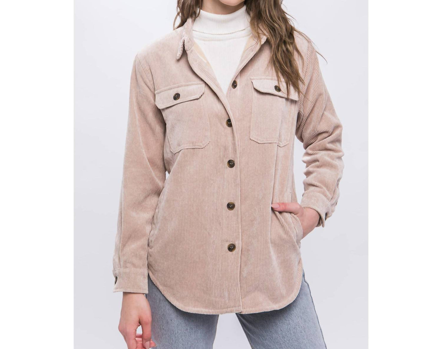 Bonfire Heart Corduroy-Shacket mit kuscheligem Karofutter