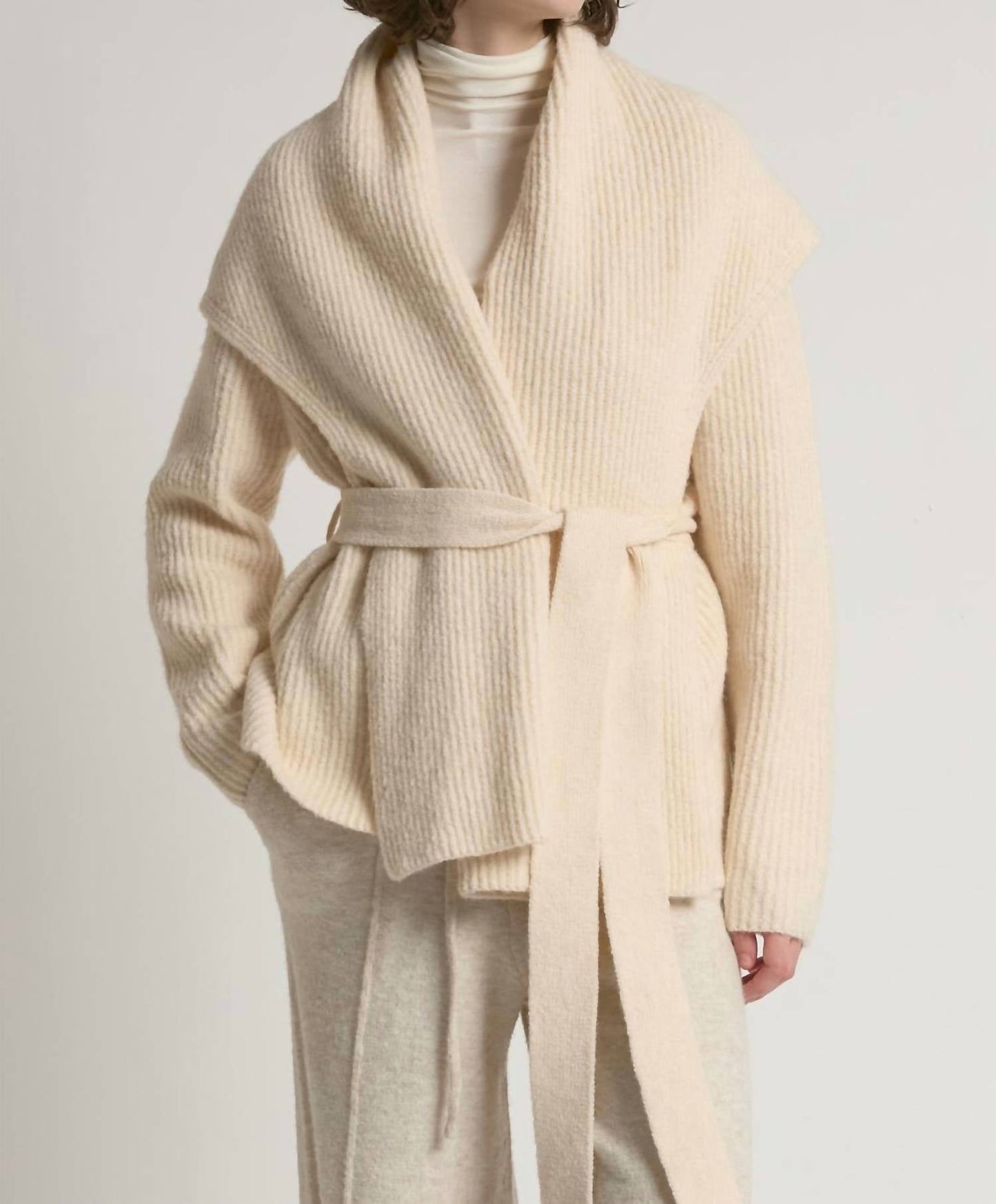 Shawl Collar Belt Cardigan