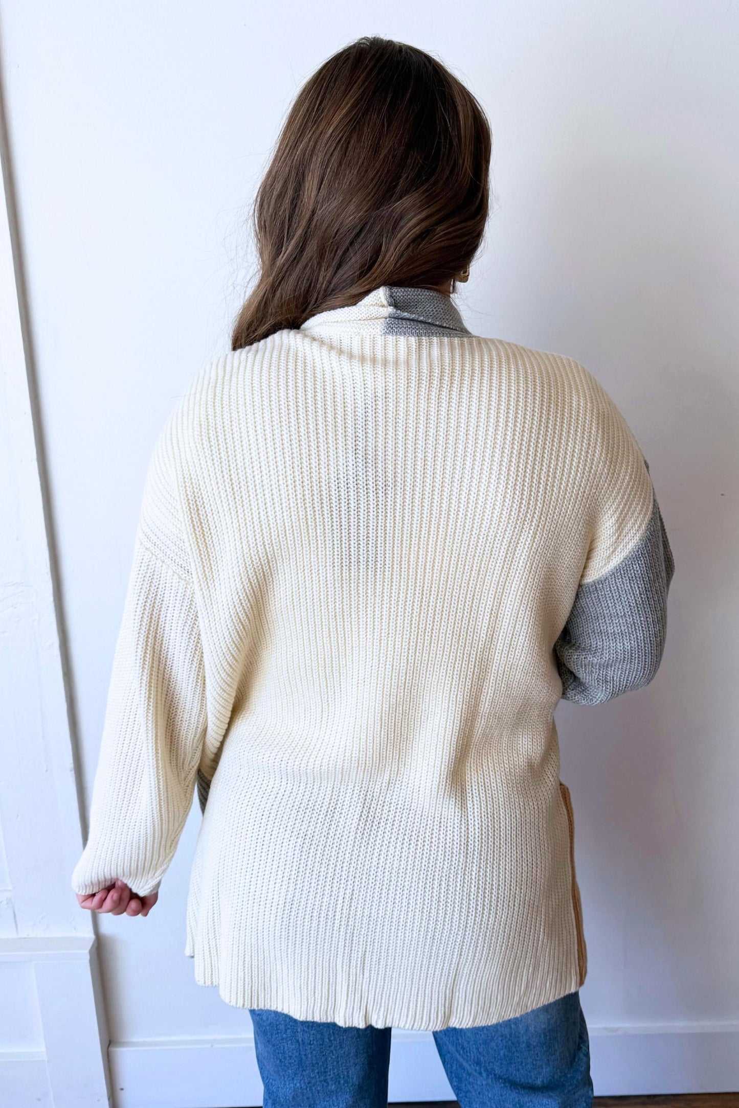 Striped Cardigan With Patch Pockets