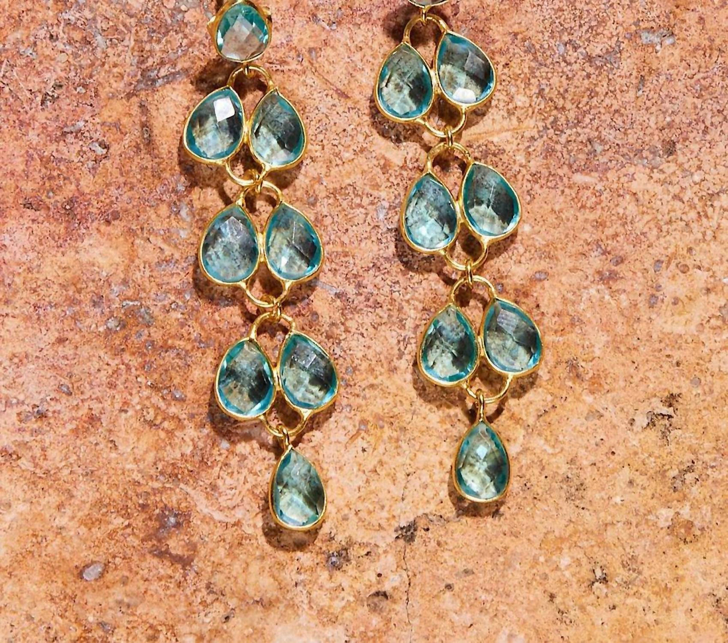 Women's Feather Drop Gemstone Earrings