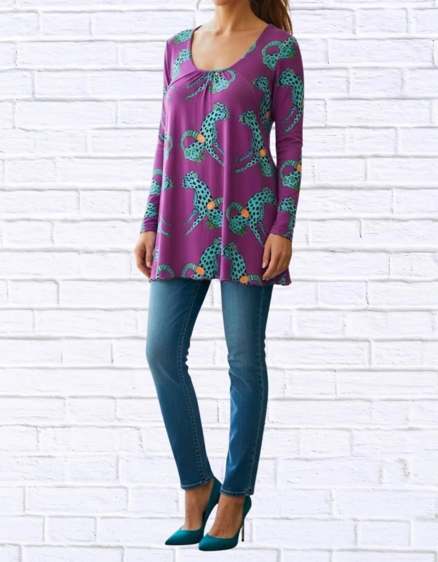 Sibella Pleated Front Long Sleeve Blouse