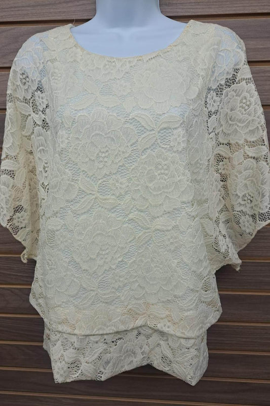 Women's Kimono Sleeve Lace Top W/ Undershirt