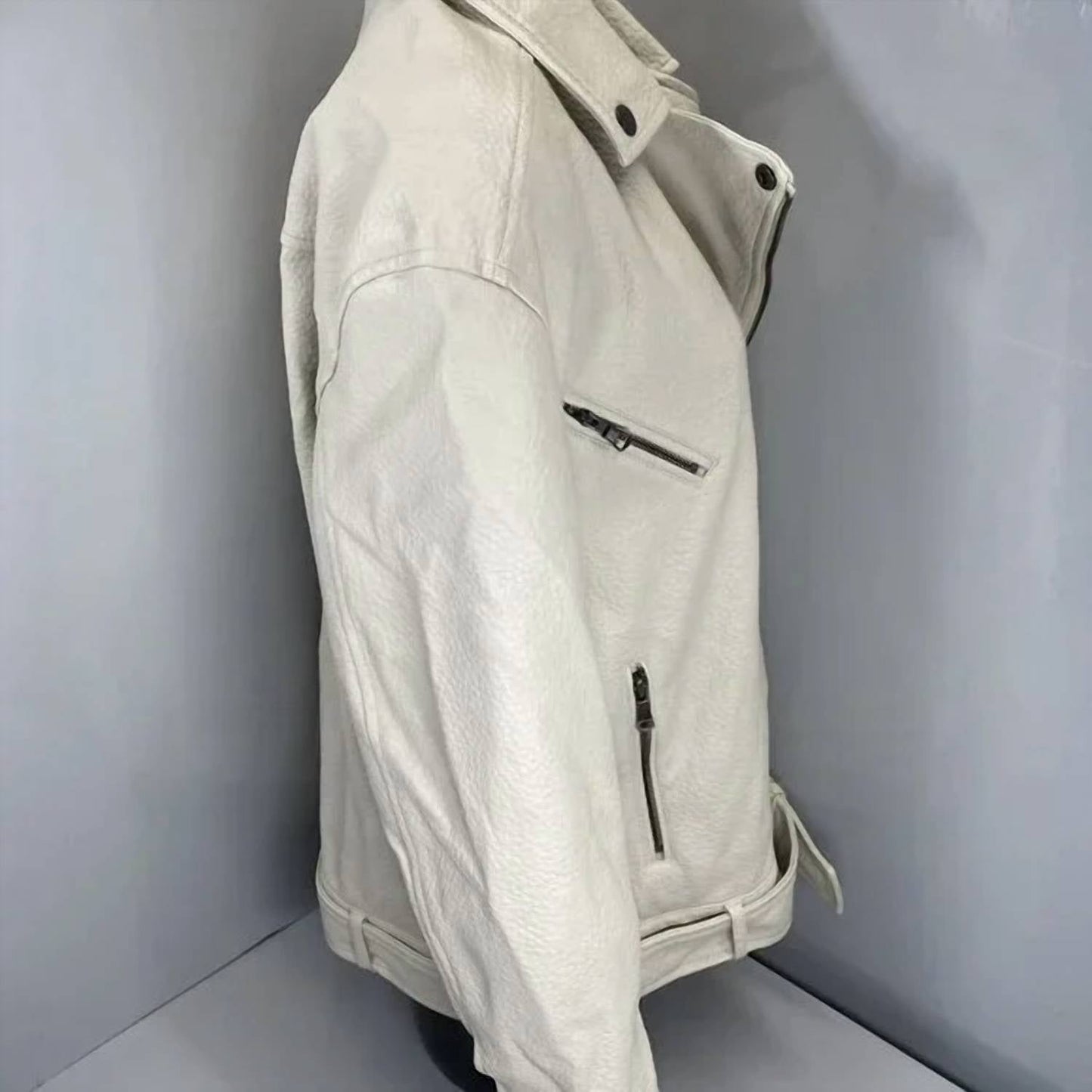 Vegane Damen-Motorradjacke aus Kunstleder