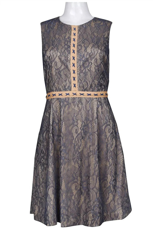 Women's Trim Stitch Floral Lace Overlay Dress