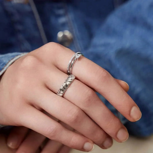 Women's Double White Triangle Stacker Ring
