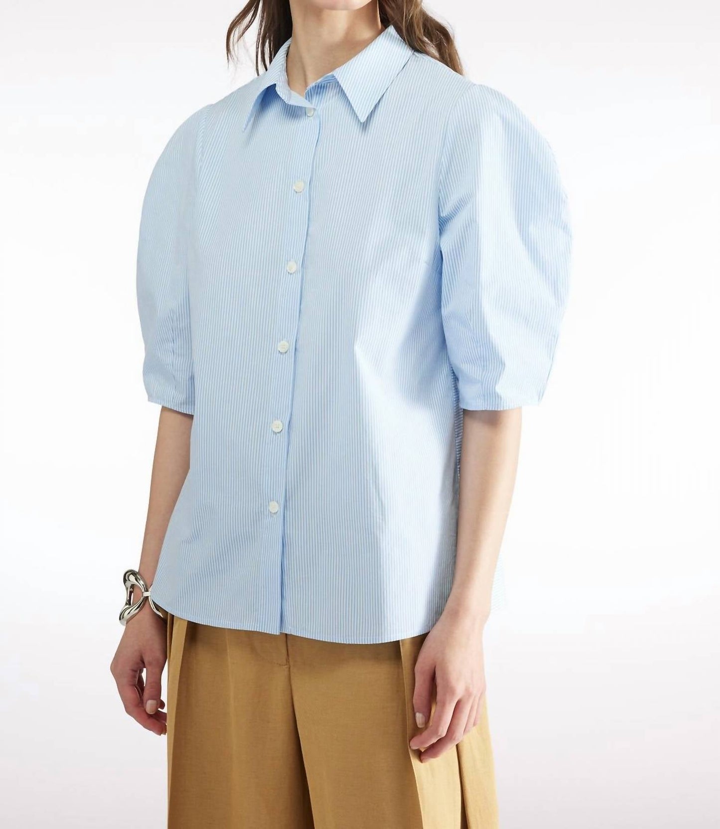 Baumwollbluse mit Nadelstreifen