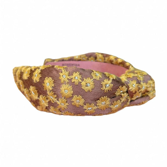 Women's Fall Floral Embroidered knotted Headband