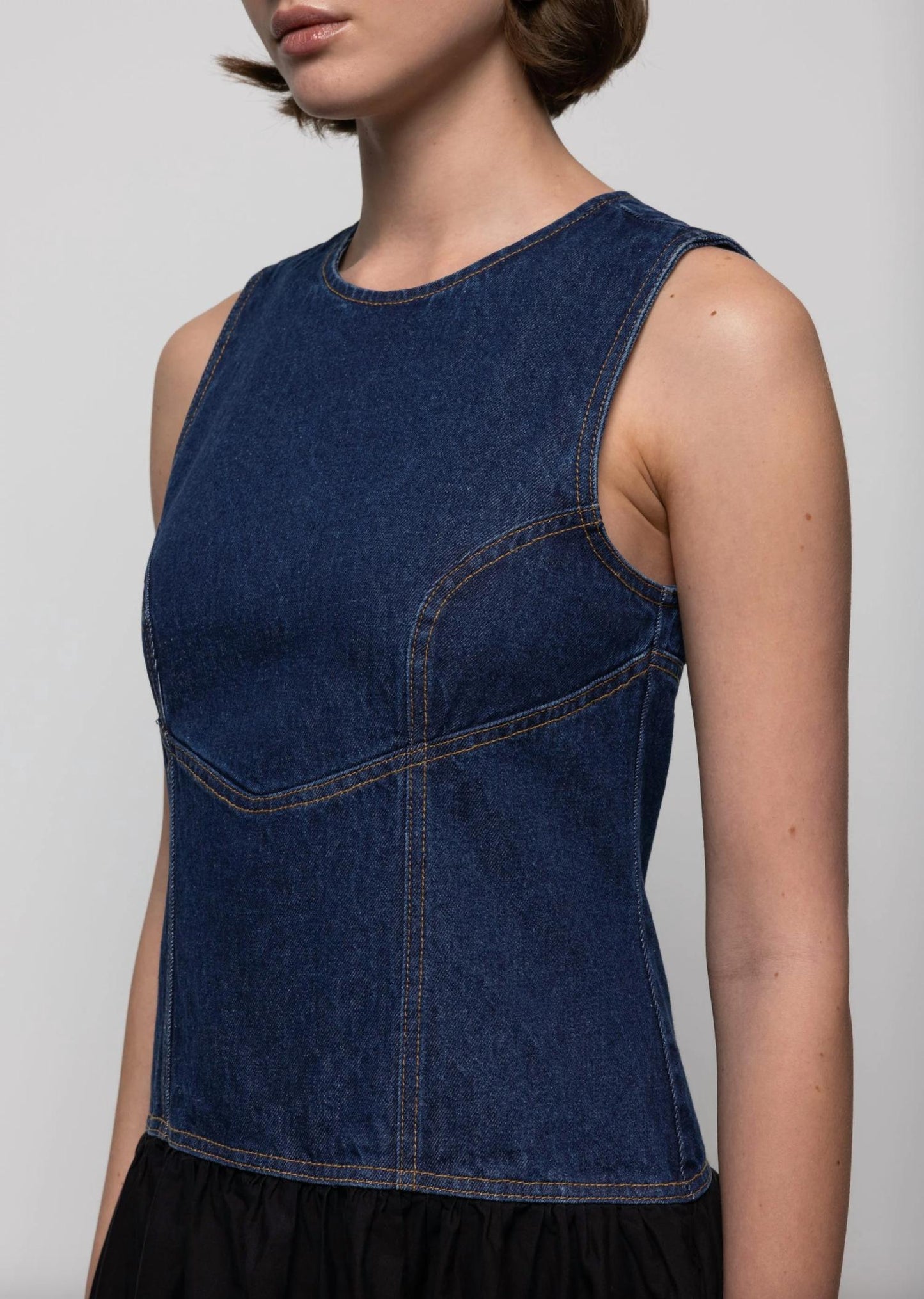 Women's Jeansstoff Corset Midi Dress