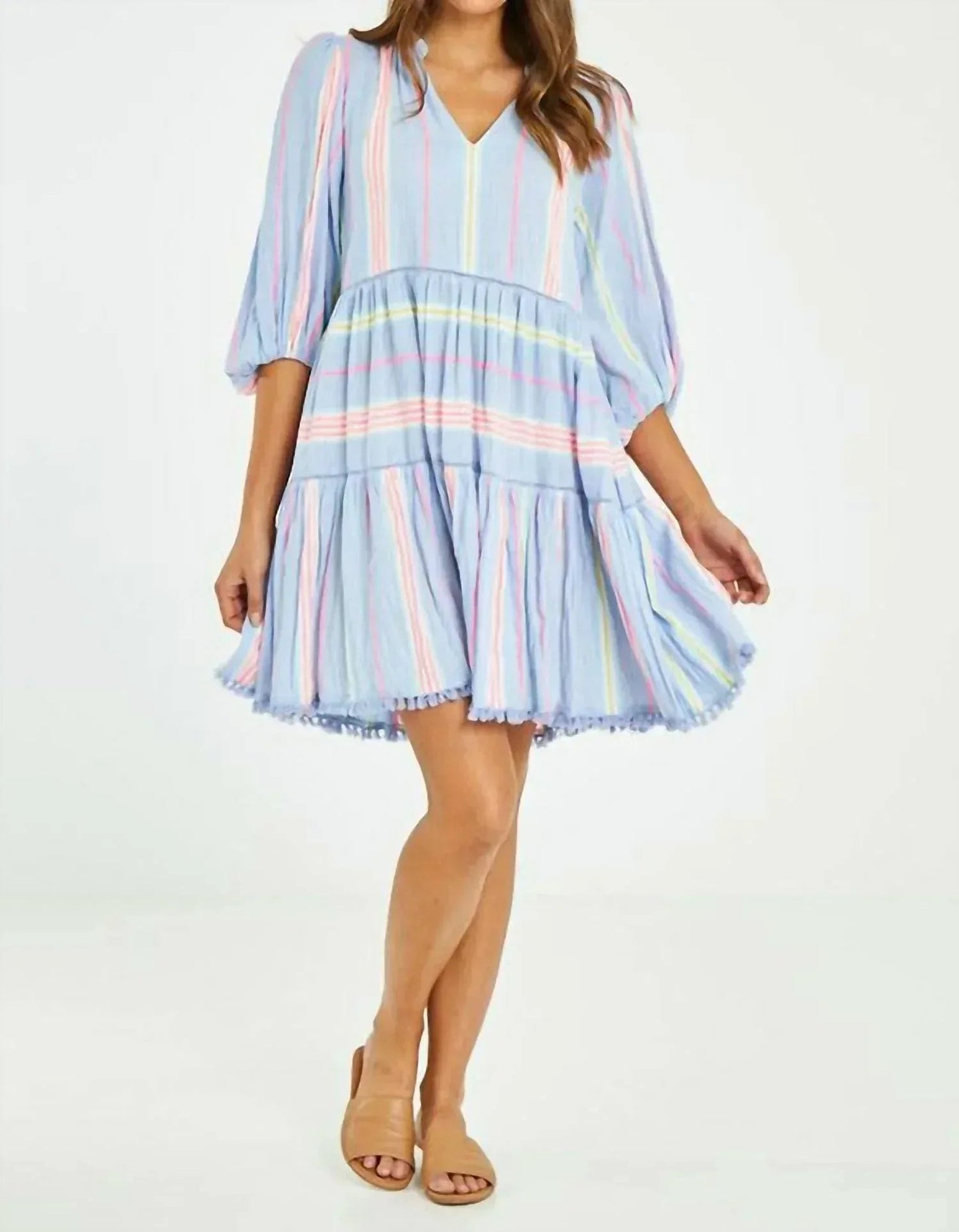 Neon V-Ausschnitt Kleid