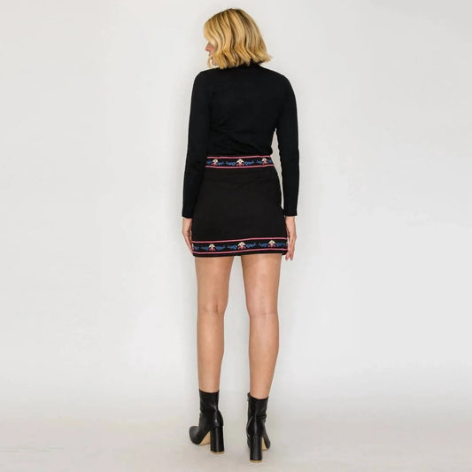 Embroidered Floral Mini Skirt