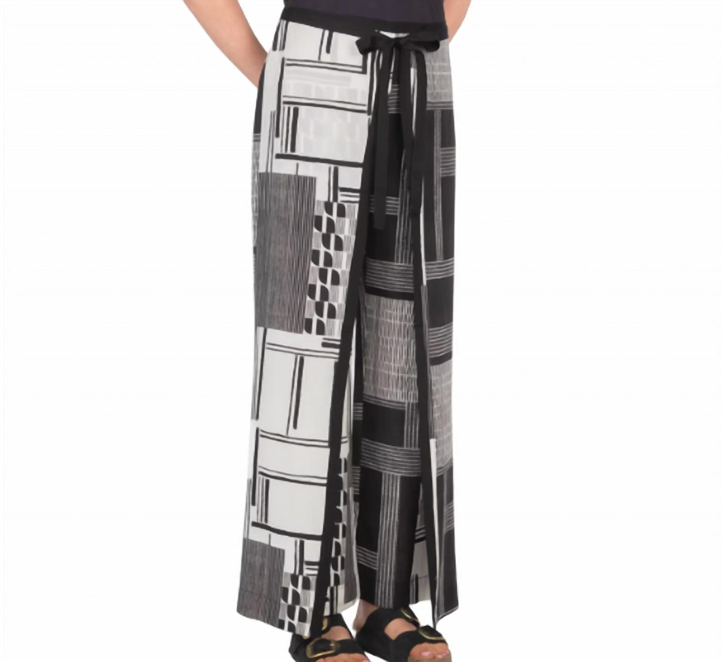 Geometric Print Wrap Trouser