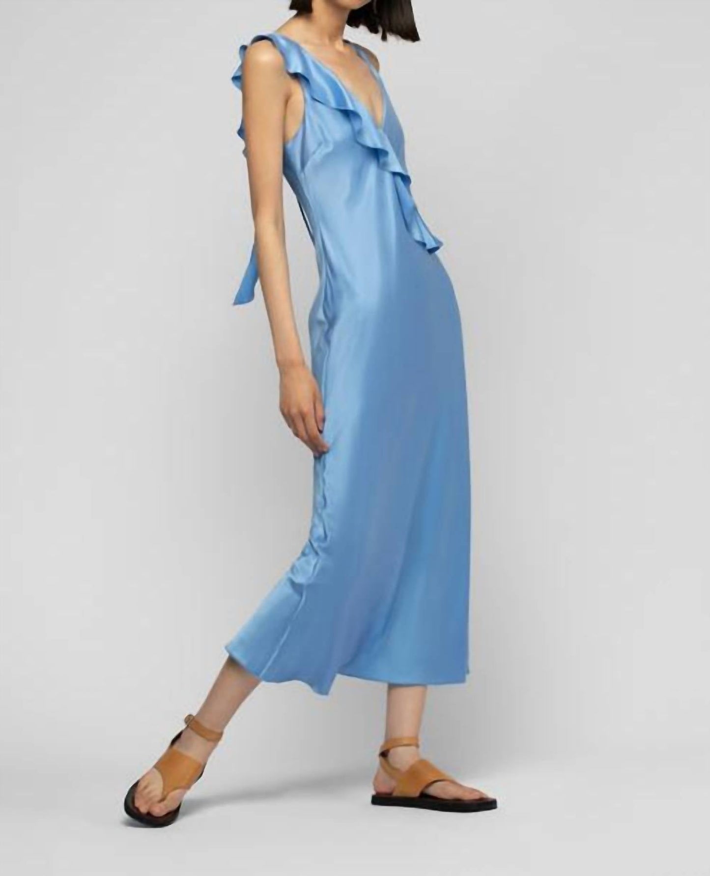 Rarthemis Midi-Seidenkleid mit Rüschen