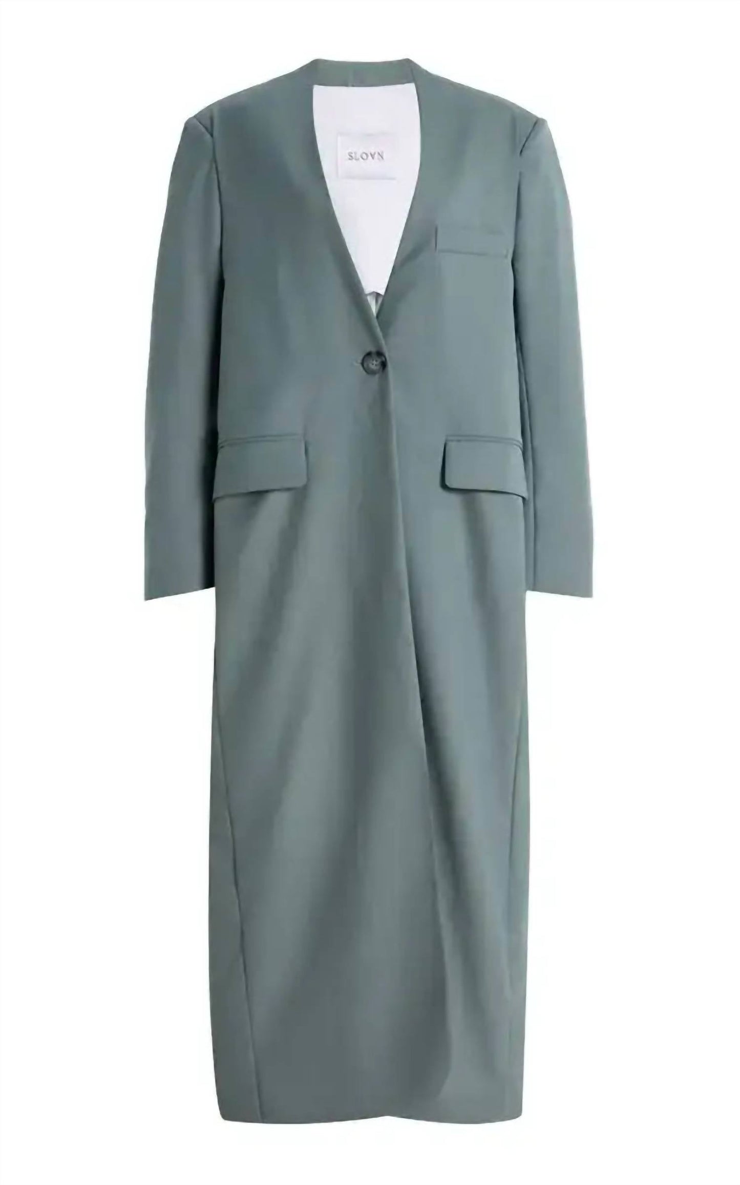 Summer Wool Long Collarless Coat