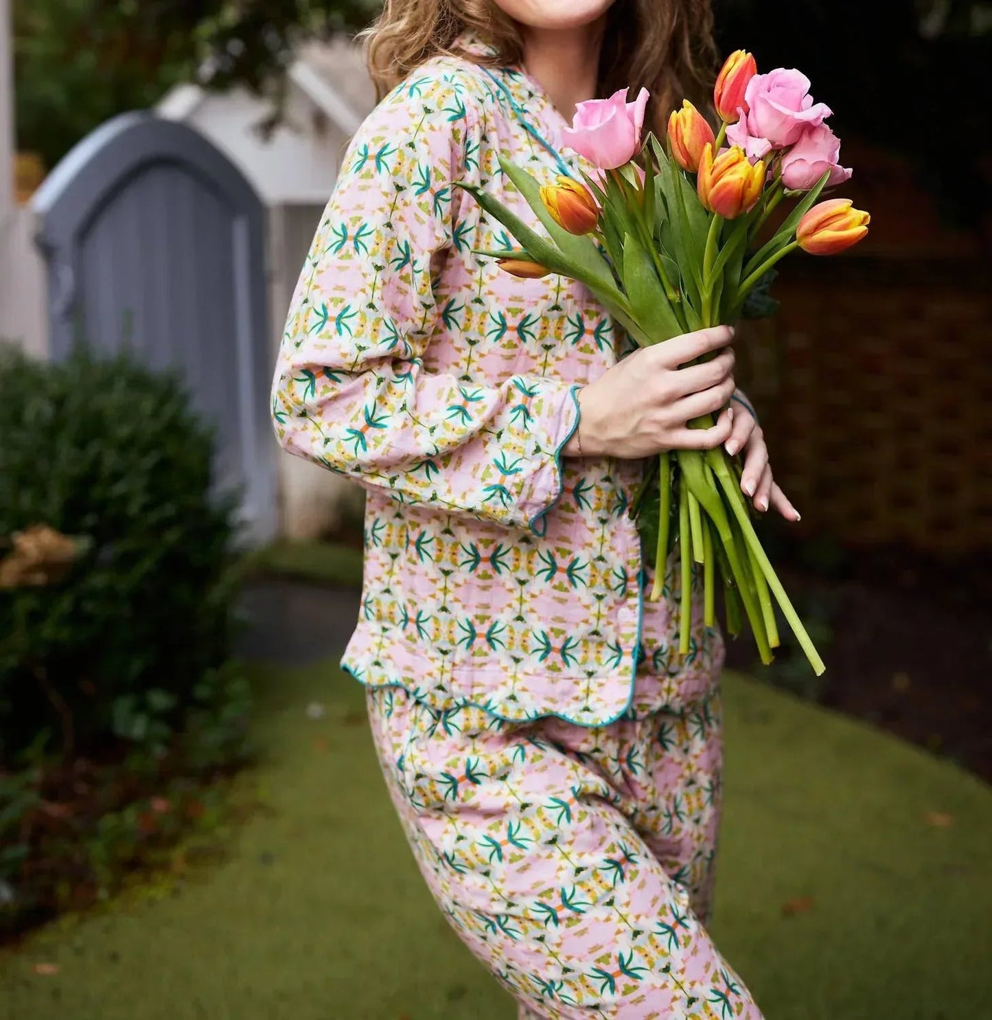 Scalloped Pajama Set - Long