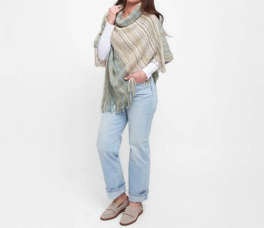 Tiya Gestreifter Poncho mit Trichterausschnitt