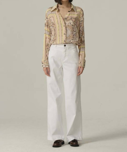 Crepe De Chine Print Silk Blend Blouse