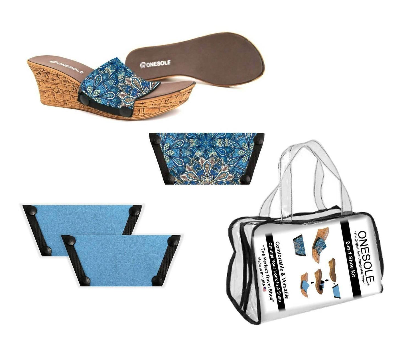 Women's Casual Faux Cork Interchangeable Travel Shoe and Kit