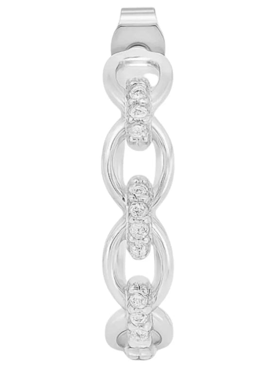 Women's Moissanite Oval Link Post Hoop Earrings