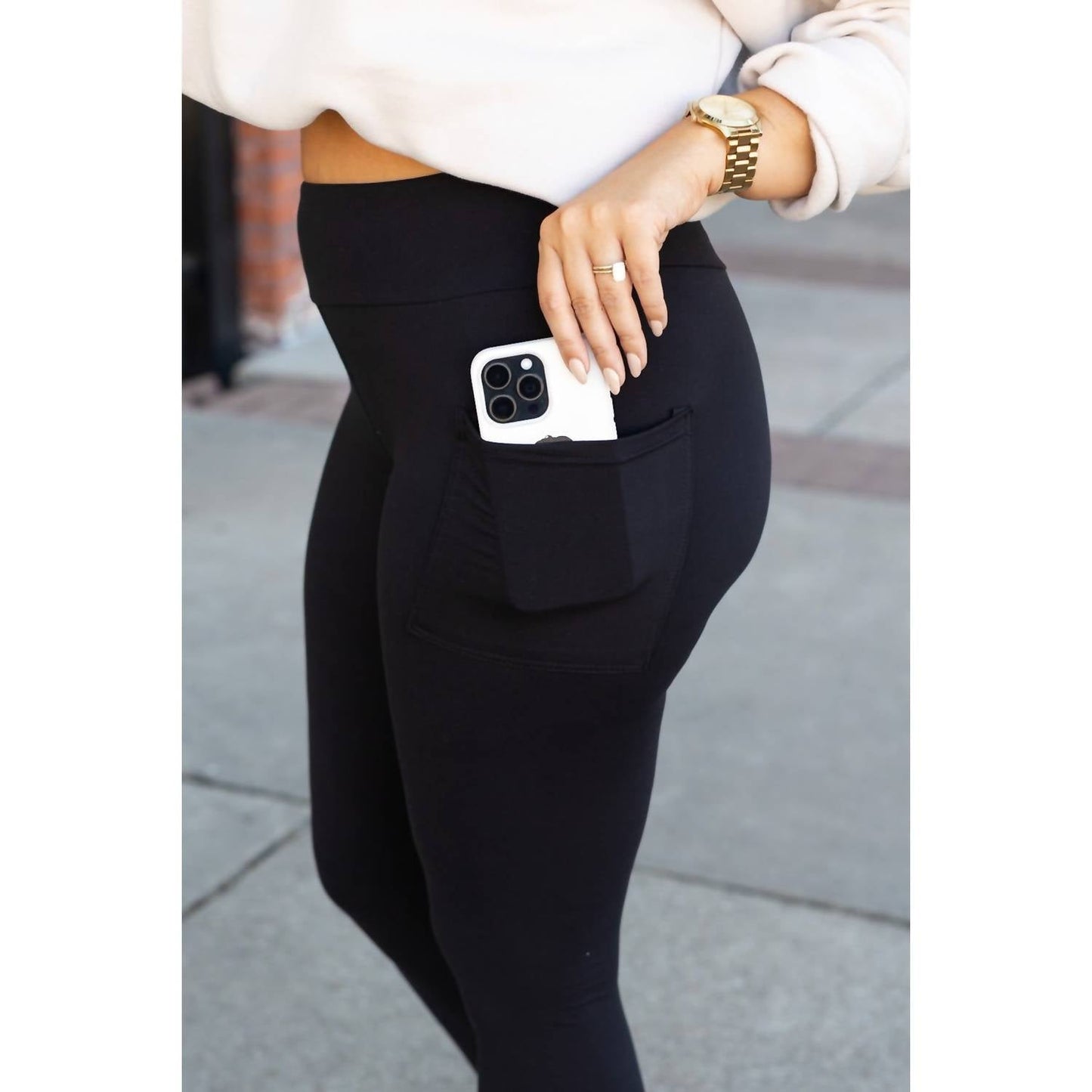 Leggings in voller Länge mit Tasche