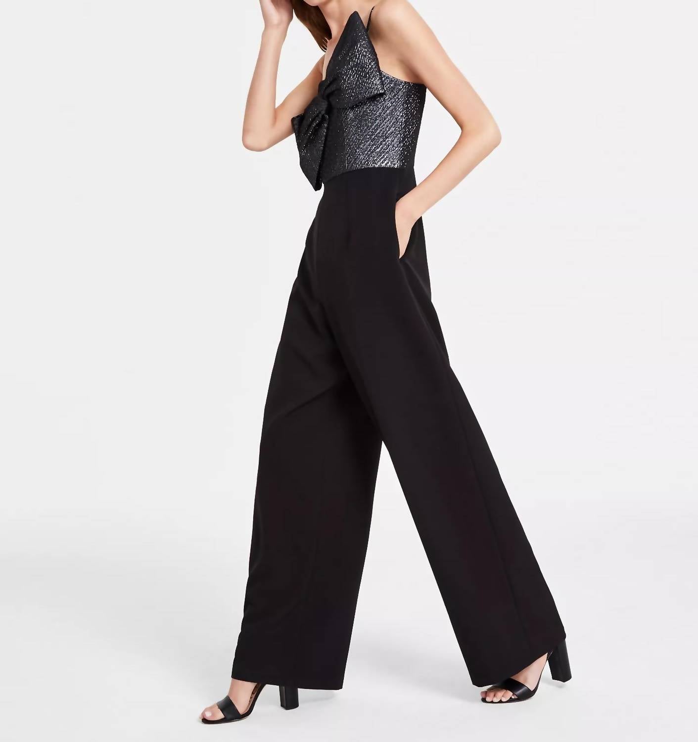 Jacquard-Jumpsuit mit Oversize-Schleife