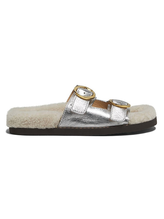 Women's Metallic & Shearling Footbed Flats