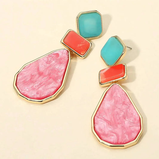 Women's Noelle Geometric Resin Plate Drop Earrings