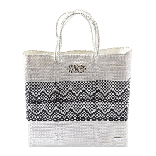Women's Medium Handmade Aztec Band Regular Strap Tote Bag