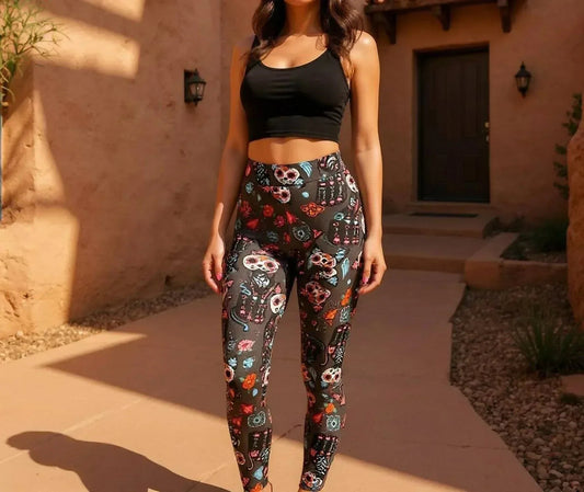 Women's Spooky Skeleton Cat Pocket Leggings