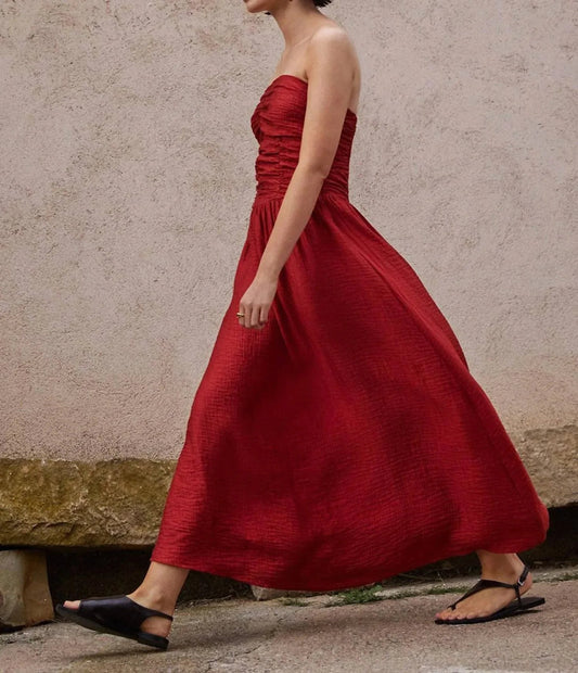 Trägerloses A-Linien Midikleid