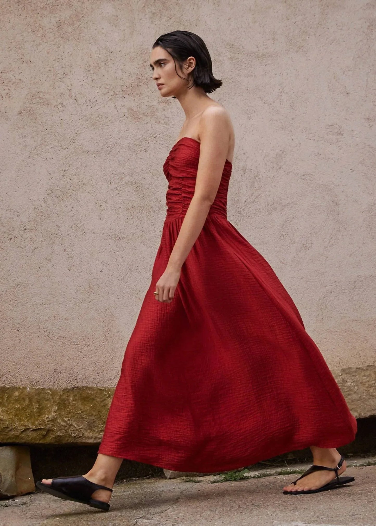 Trägerloses A-Linien Midikleid