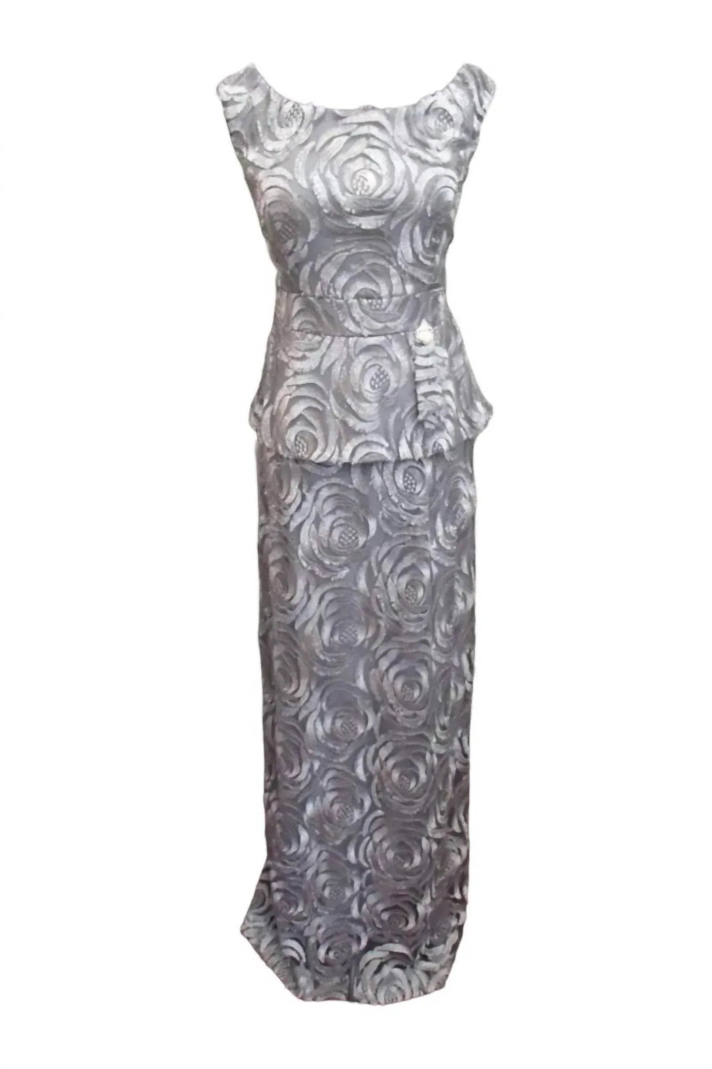 Peplum Tank Embroidered Gown